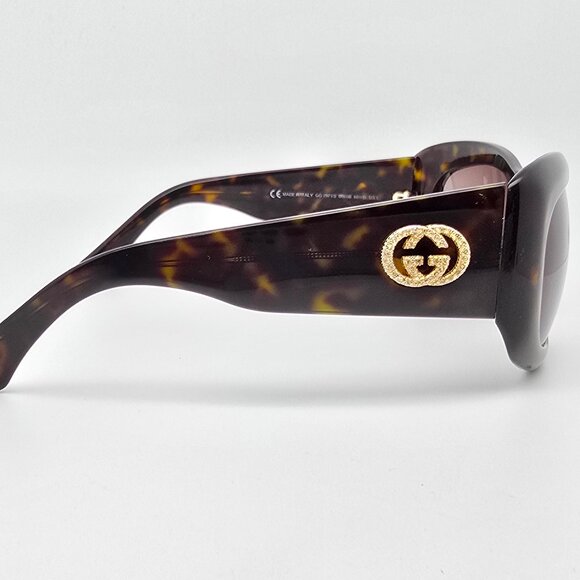Gucci GG2971/S 086SB Dark Green Havana Frame Grey Lens Sunglasses w/ Case Italy